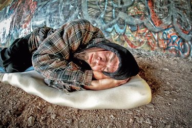 Homeless man on floor
