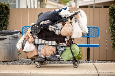 Trolley filled with possessions