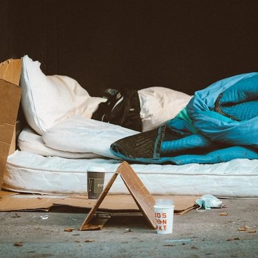 Person sleeping on the street
