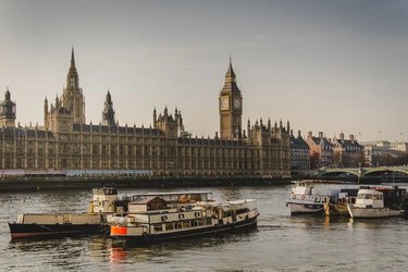 Parliament buildings and boats on the Thames
